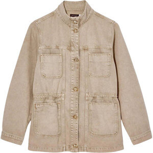 Mint Velvet Neutral Washed Utility Denim Jacket